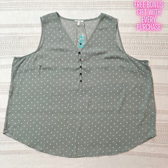 Maurices 24/7 Polka Dot Scoop Neck Tank Top Size 3X NWT - Picture 1 of 7
